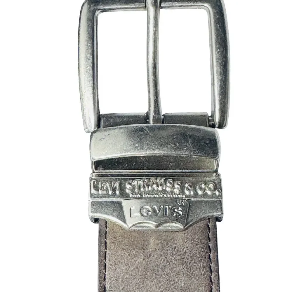 Levi's Mens Brown Synthetic Leather Belt Silver Metal Buckle Sz L 38-40